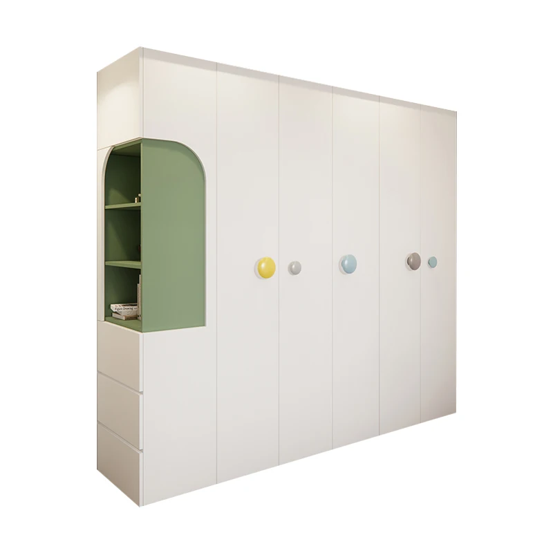 

Solid wood wardrobe, modern cream style, simple and modern, boys and girls swing doors