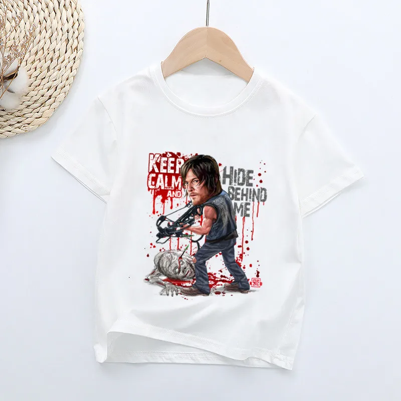 

New Hot Serials The Walking Dead Print Kids T shirt Girls Summer Tops Baby Boys Clothes Fashion Children Short Sleeve T-shirt