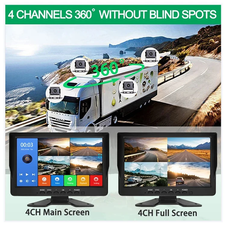 10.1 Inch 1080P AHD System for Car/RV/Bus/Truck 4 Channel CCTV  Night Vision Reversing Parking Recorder ADAS