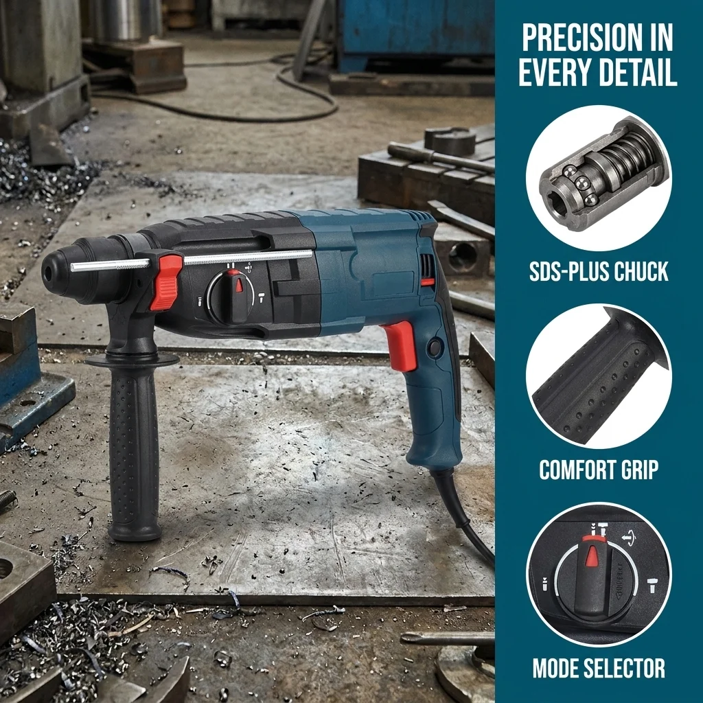 Corded Rotary Hammer Drill, SDS Plus Hammer, 3-in-1 Demolition Drill, Concrete Breaker, Wired Hammer for Brick, Stone Fit Bosch