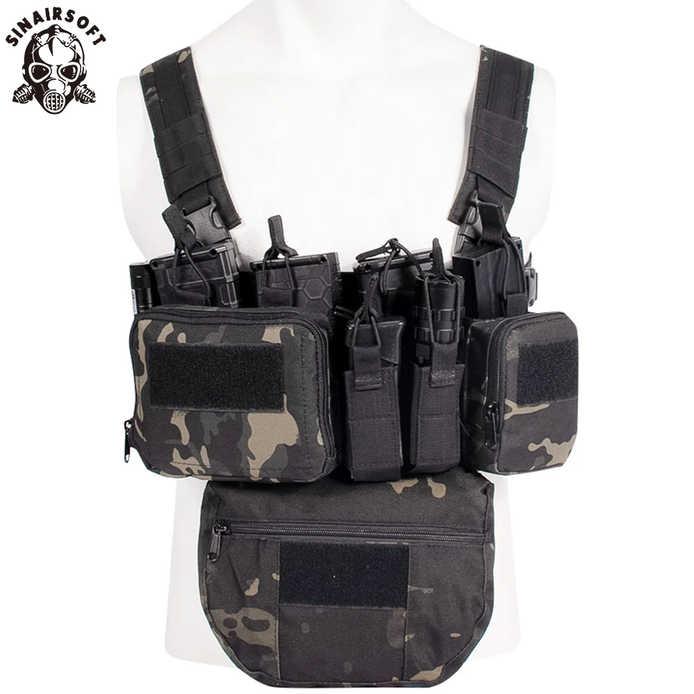 Tactical TCM Nylon Peito Rig Vest, Molle Sistema Magazine Pouch, Drop Dump Pouch, Cintura Bag Fit, Airsoft Caça Vestuário Acessórios