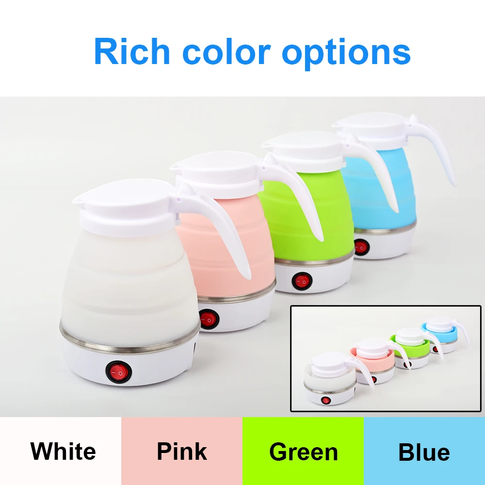 Mini bouilloire pliante 0,6 l, chauffe-eau Portable, bouilloire électrique, chauffe-eau domestique, compression en silicone, facile à voyager