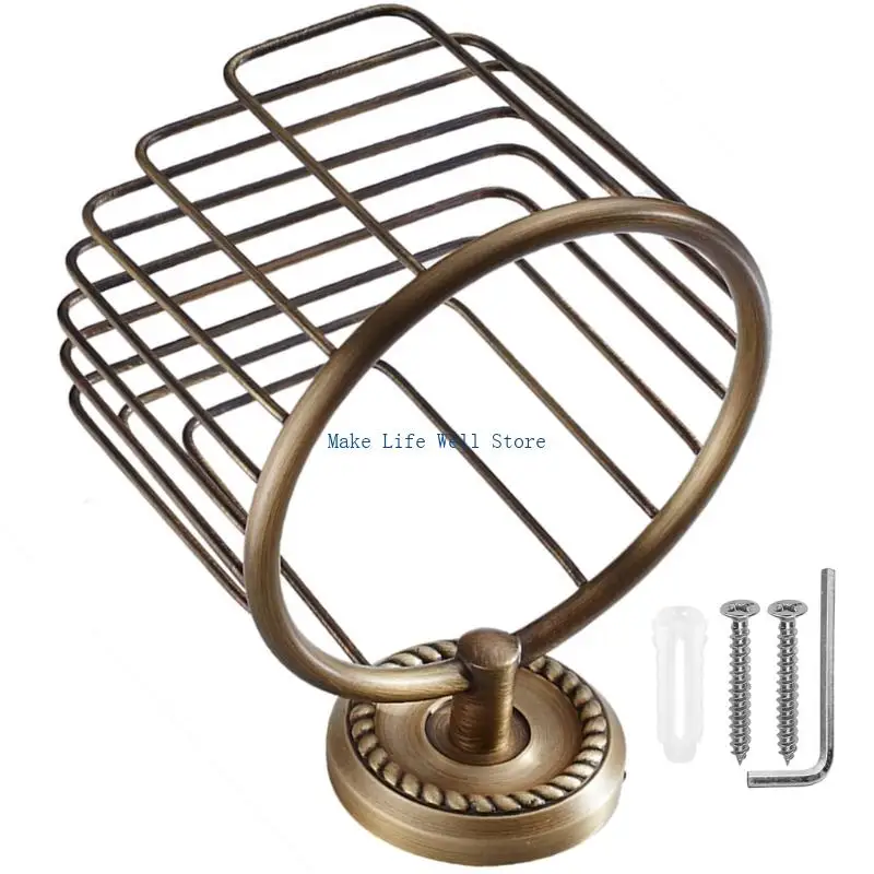 

Metal Bathroom Fixture Toilet Roll Basket Traditional Design Wall Mounted Accessory & Rapid Assembly System for Home