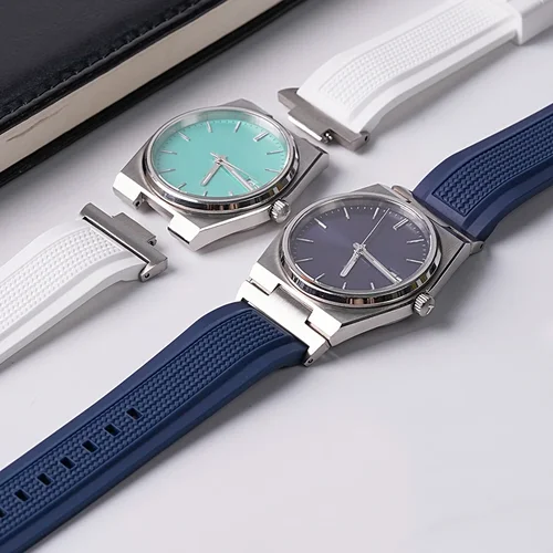 Imagen 2 del producto Correa de silicona para Tissot PRX Series T137.407/T137.410 Super Player 40MM adaptador de liberación rápida de acero accesorios de correa de reloj 12mm