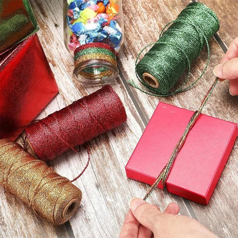 1mm 100 Meters Metallic Bakers Twine String for DIY Crafts Packing Materials Decorative Wrapping Gold Silver Cords Thread