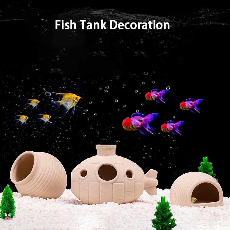 Aquarium Ceramics Decoration Shrimp Fish Hatch Hiding Shelter Pineapple House Fish Spawn Clay Pots Pottery Scorpion Canister