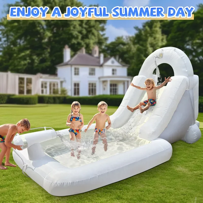 Small Inflatable Water Slide for Kids Outdoor Backyard Play Farm Theme Bounce House Summer Garden Activity Toy for Children 3