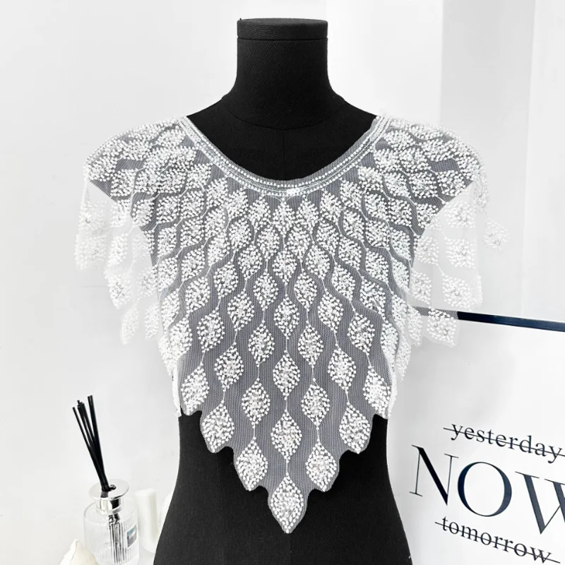 

Handmade Beaded Lace Collar Sewing Supplies DIY Embroidered Mesh Clothing Accessories Evening Dress Collar Apparel Decoration