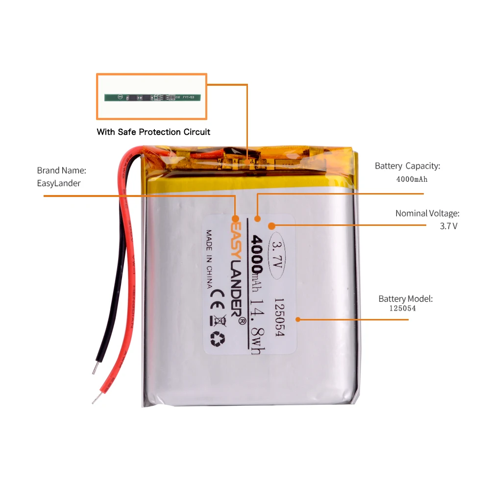 3.7V 4000mAh 125054 lithium polymer Rechargeable Lipo battery used DMG with a tp4056 gameboy dmg Gameboy Zero