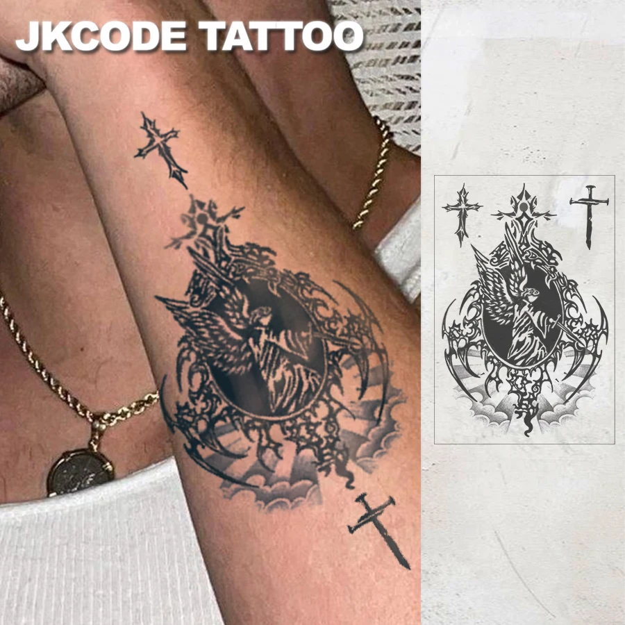 وشم شبه دائم بتصميم مقاوم للماء، وشم متقاطع على طراز Y2K مرسومة يدويًا - وشم رجالي عصري على الطراز الإنجليزي والألماني - وشم مؤقت للرقبة والأيدي والأصابع يدوم طويلاً لمدة 15 يومًا