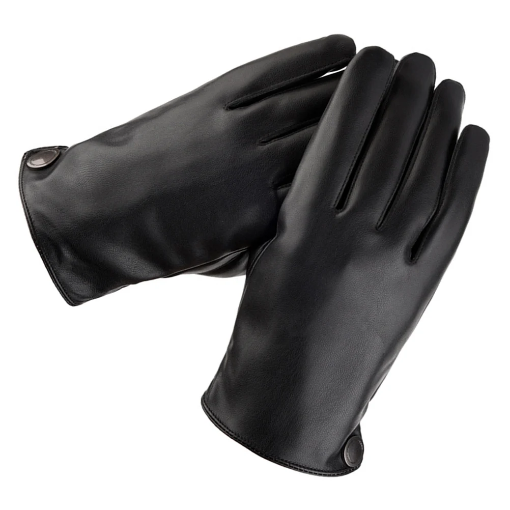 

1 Pair PU Warm Gloves Screen Touch Gloves Waterproof Riding Bike Gloves Winter Cold Protection Gloves for Outdoor (Black,