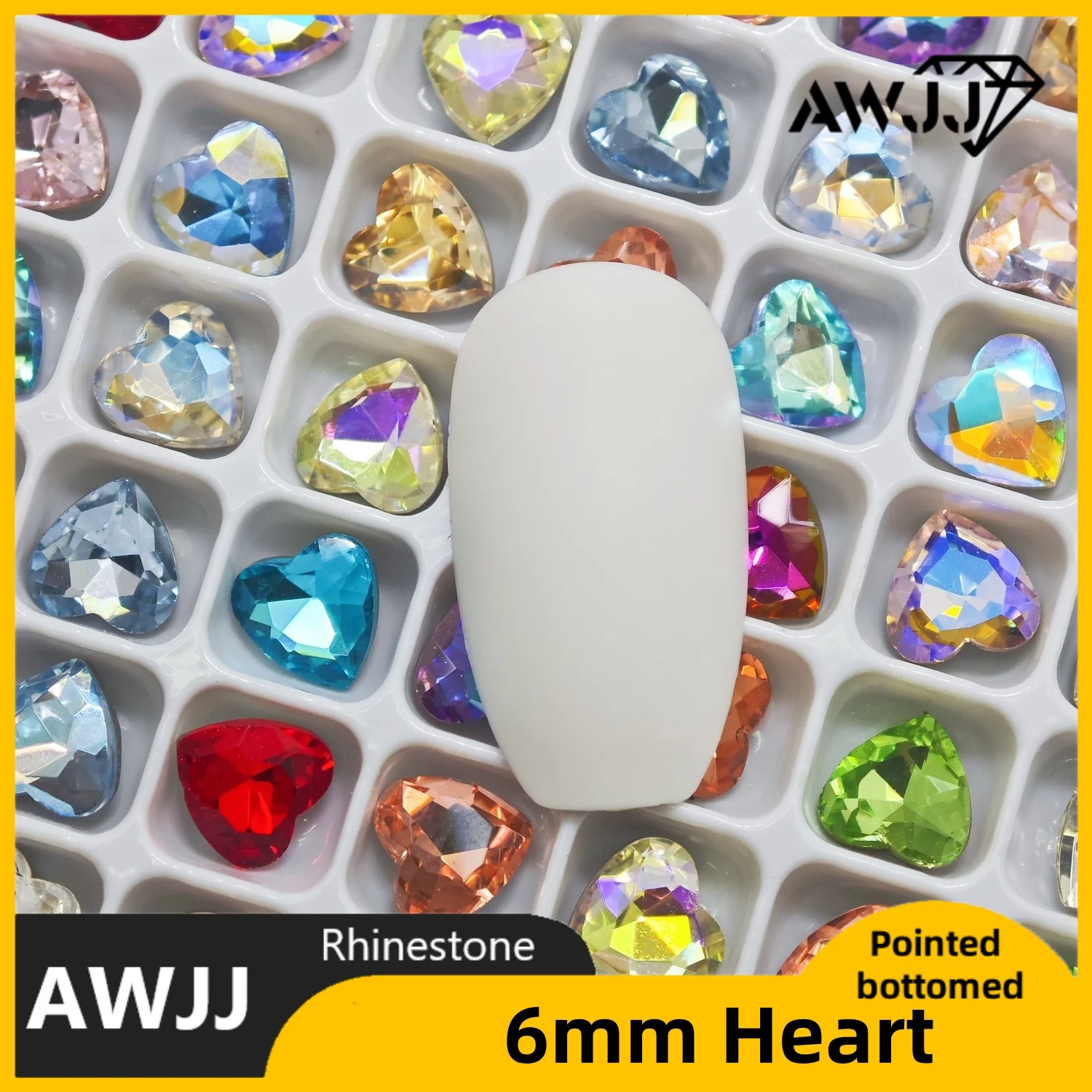 Classical 6mm Heart-Shaped Crystal All Color Pointed bottomed Decoration Gems Used for earrings necklaces Nail Jewelry accessory