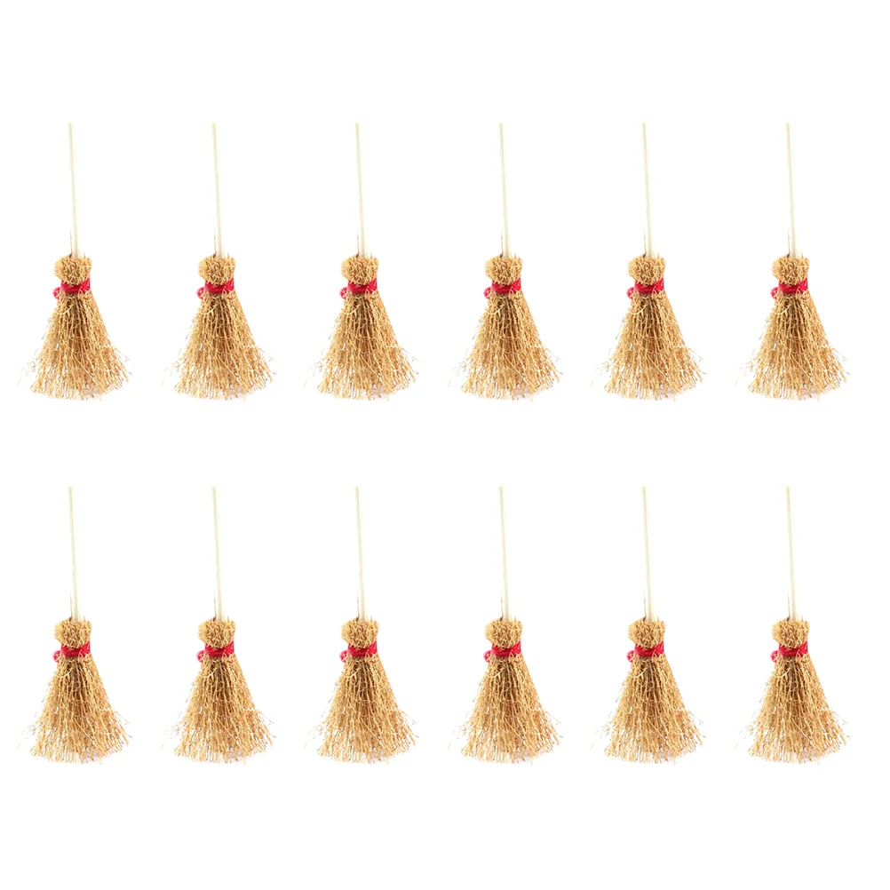 

Small Broom Dollhouse Decor Mini Props Playhouse Decorative Hand-woven Witch Artificial Lovely Decorate