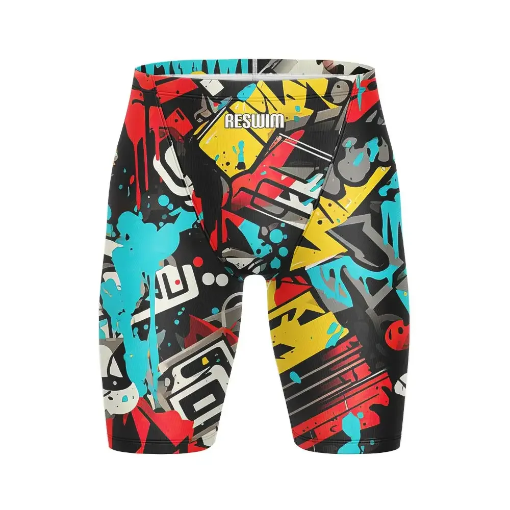 Men's Swim Jammer Swimsuit Short Swimming Trunks Summer Beach Tights Shorts Quick Dry Surfing Diving Swimming Short Bathing Suit