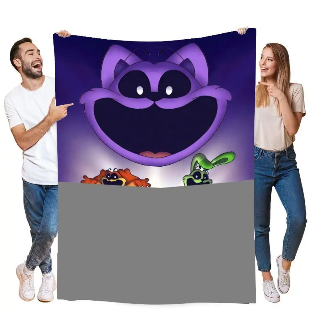 بطانية Critters المبتسمة النابضة بالحياة - بطانية رمي قطيفة كرتونية ملونة مع شخصيات مبهجة وتصاميم غريبة الأطوار - Perf