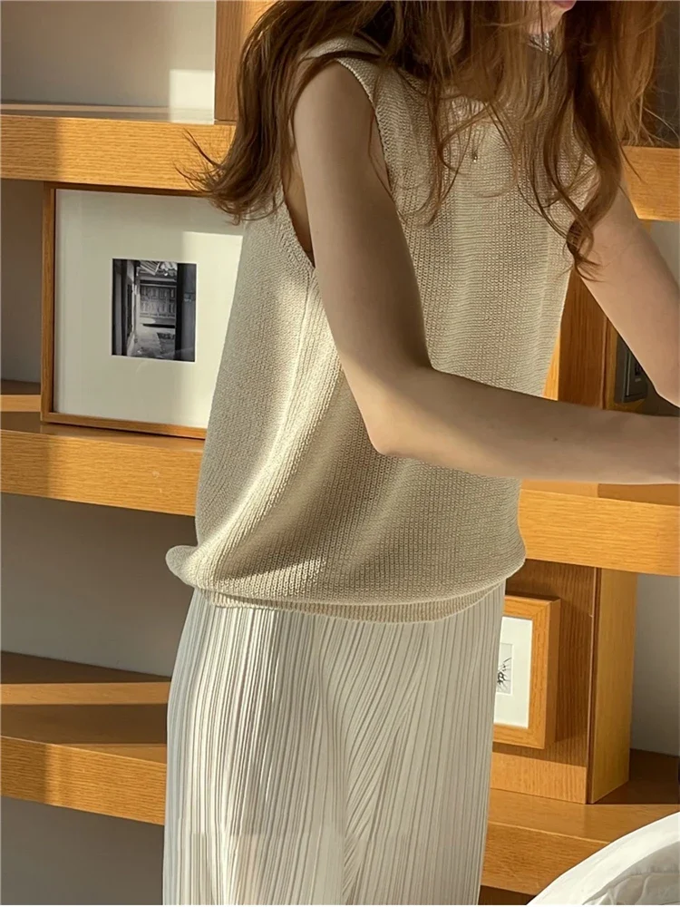 Summer TShirt Women Elastic Oversized T-Shirt Woman Clothes Female Tops Sleeveless Tank Women\'s tube top knit Canale Slim Tshirt