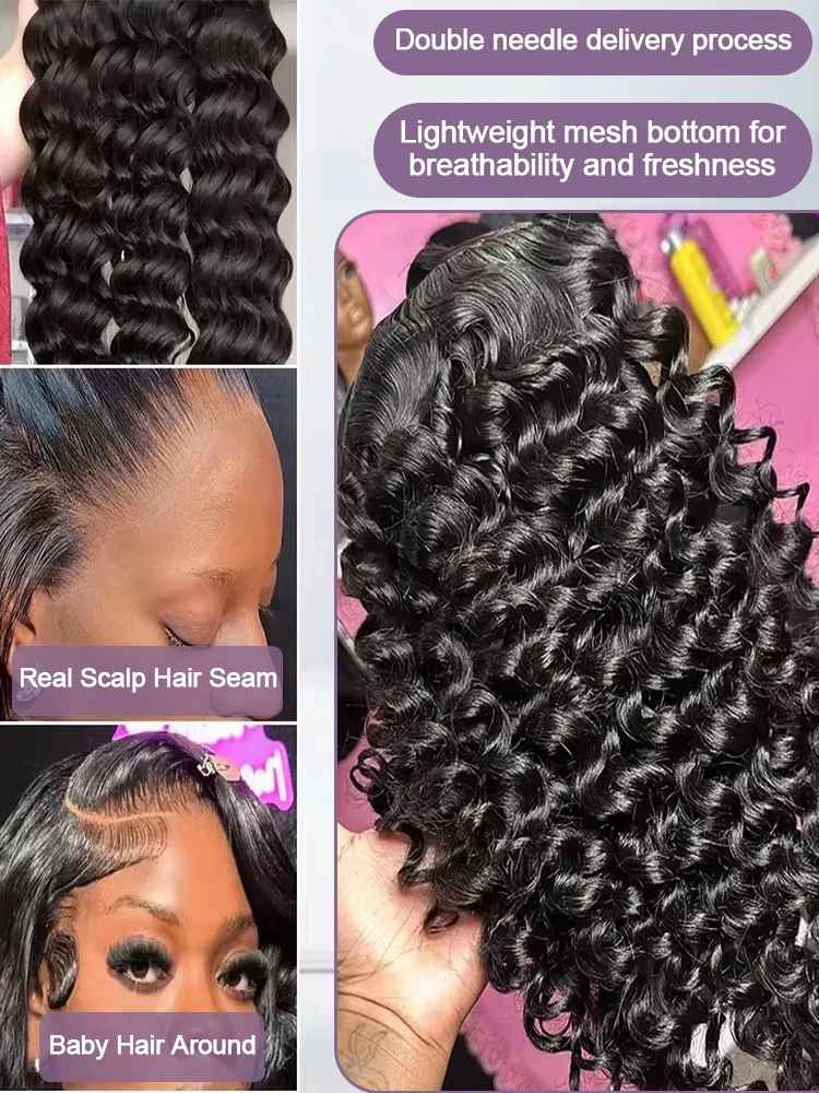 Vague lâche 13x6 dentelle avant noir perruque de cheveux humains cambodgien 30 40 pouces vague de corps d'eau 13x4 7x5 HD dentelle frontale perruque demi perruques