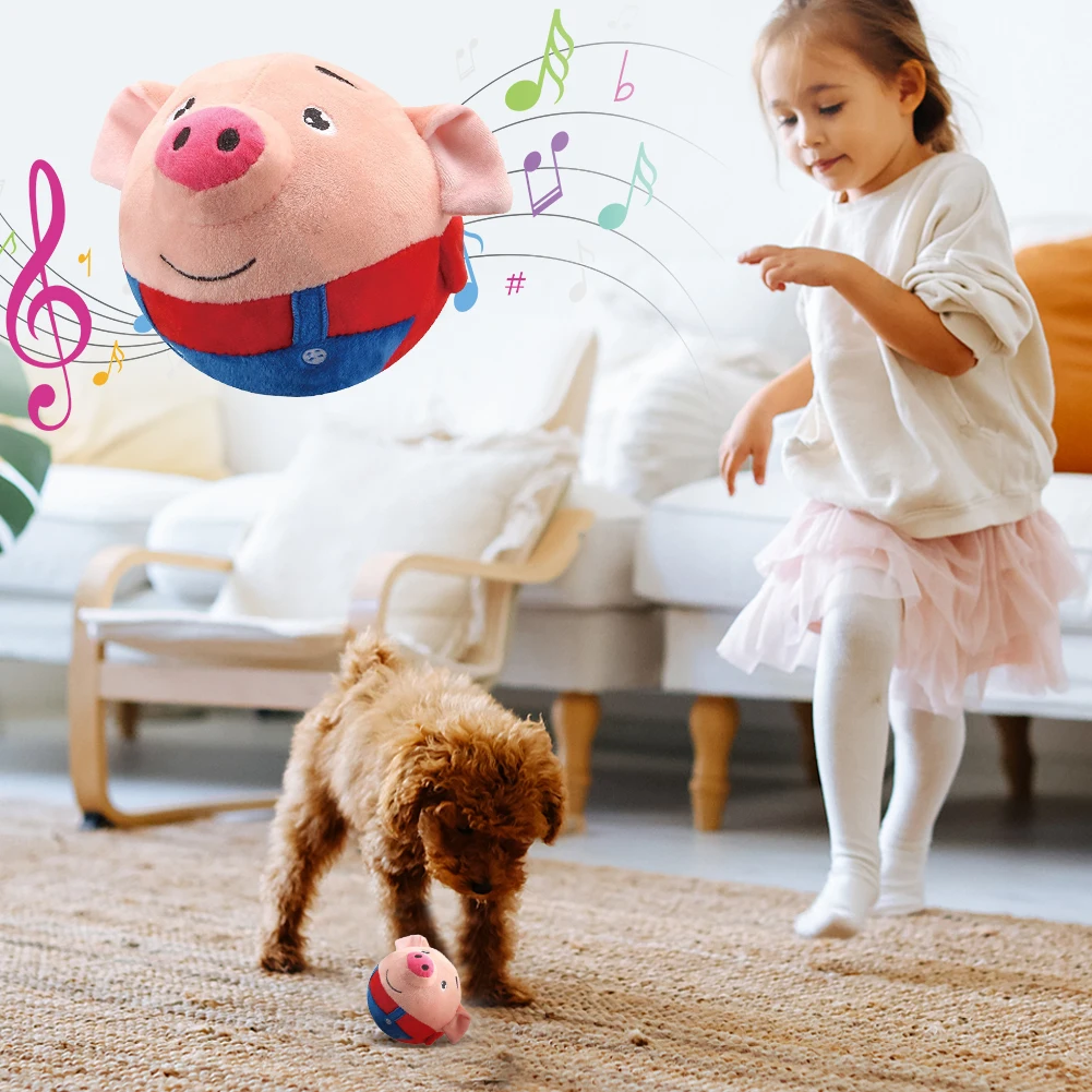 Pluche Automatische Stuiterende Speelgoed Bijtbestendige Muziek Trillingen Stuiterende Bal Praten Zelfbewegend Voor Hond Indoor Spelen
