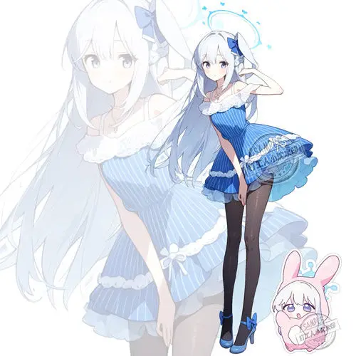 أرشفة زرقاء-Tsukiyuki Miyako سلاسل مفاتيح على شكل أنيمي ، لوحة موديل أكريليك ، ديكور مكتب ، إكسسوارات واقفة ، هدية عيد الميلاد