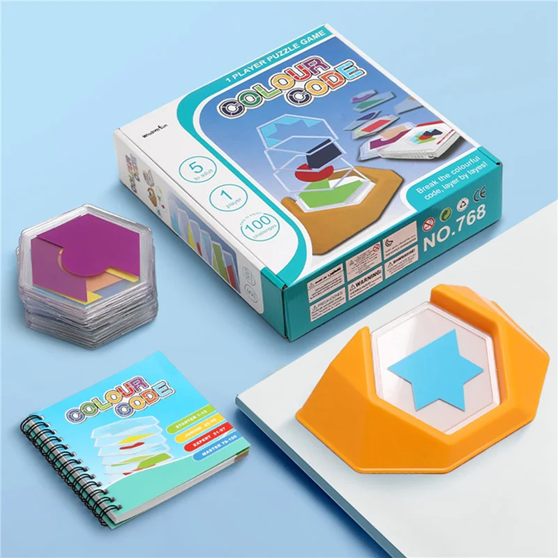 YSUN-2X Juegos de códigos de color preescolar Jigsaws lógicos para niños Figura Cognción Pensamiento espacial Aprendizaje educativo(A)