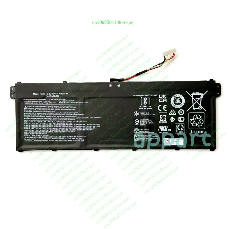 

Новый оригинальный OEM аккумулятор AP20CBL для Acer Chromebook 512 C852 514 CB514 CB315 "% тест"