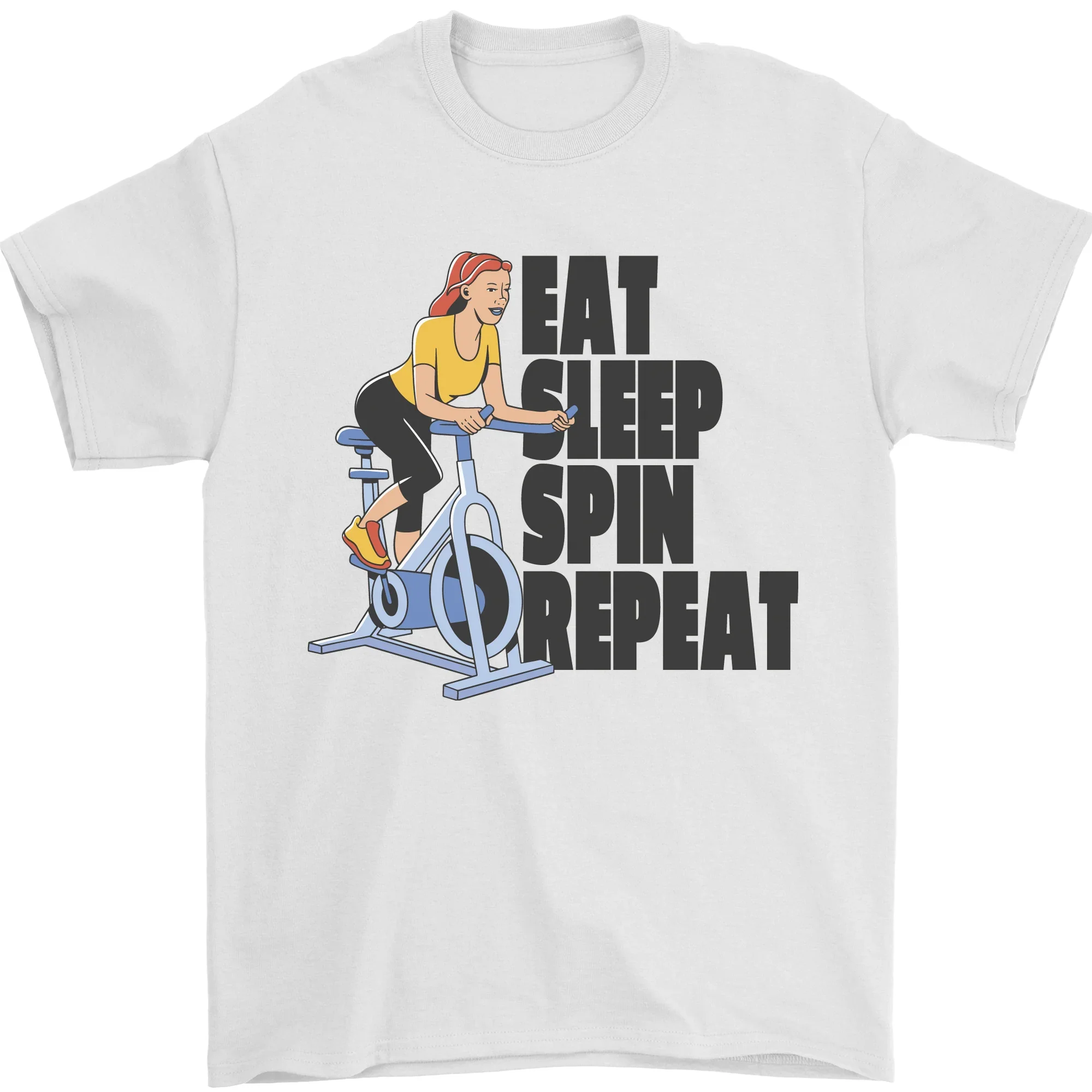 

Eat Sleep Spin Повторите велоспорт Графический принт Летние элитные брендовые хлопковые мужские и женские футболки с короткими рукавами Street