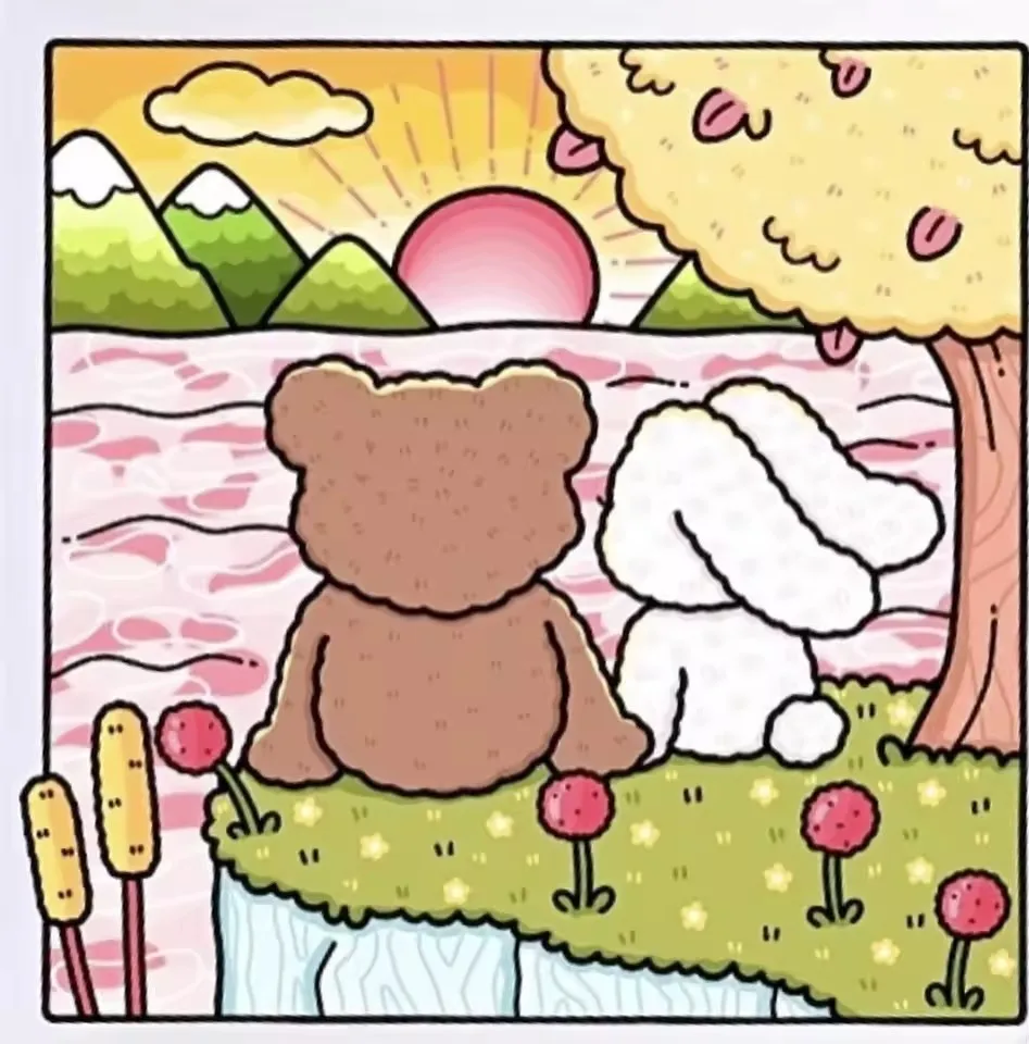 FUZZY IN LOVE สมุดระบายสีรูปแบบ Bold-easy สําหรับผู้ใหญ่สมุดวาดภาพน่ารักของขวัญที่สมบูรณ์แบบสําหรับงานปาร์ตี้และวันเกิด