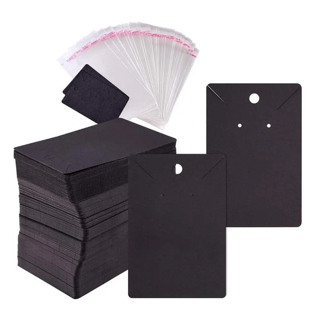 

100 pcs Jewelry Display Cards Kraft Paper Earring Necklace Tags Retail Store Packaging Cardboard For Gift Party Supplies
