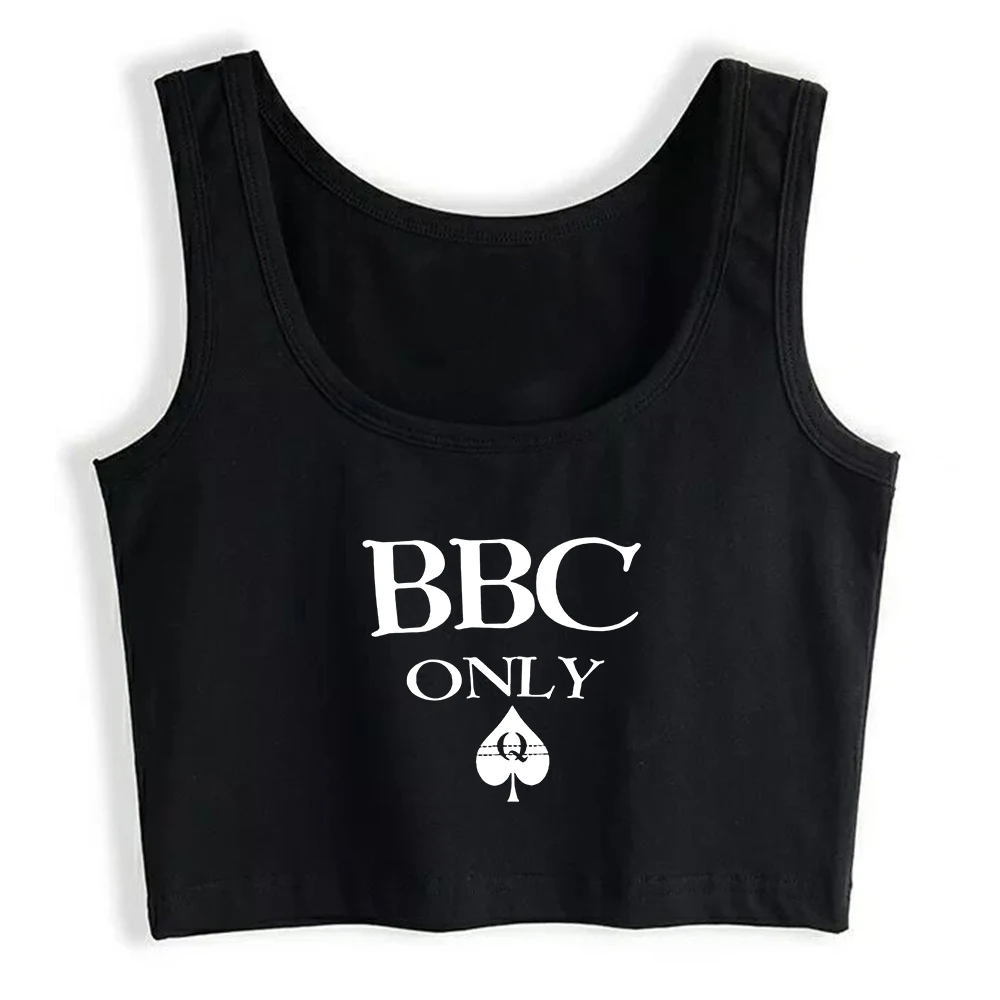 BBC Only Queen of Spades Design Sexy Slim Fit Crop Top Hotwife Humor Fun Flirty Style Tank Tops Swinger Naughty Camisole