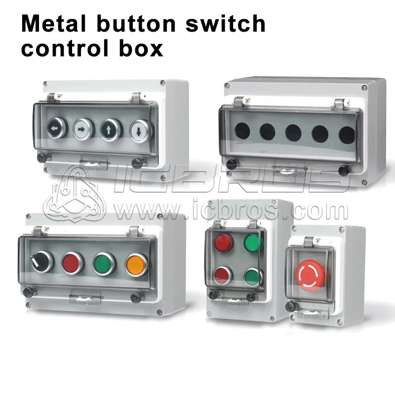 

Metal Button Switch Control Box Emergency Stop Waterproof Cast Aluminum Alloy Start Industrial Two-three Switch Emergency Stop