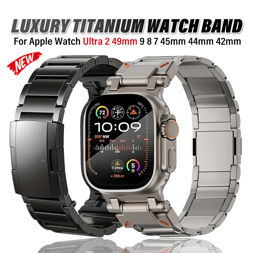 

Luxury Men Titanium Bracelet for Apple Watch Ultra 2 1 49mm 9 8 7 45mm Strap for iWatch Series 6 5 Se 4 3 42mm 44mm Correa Band