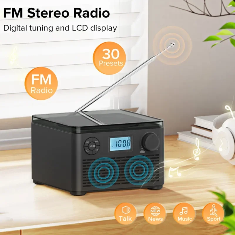 

Caxia De Som Bluetooth Speaker Wireless Protable Hi-Fi Stereo CD Player Retro Music Box English Music Disc Album FM/TWS Radio