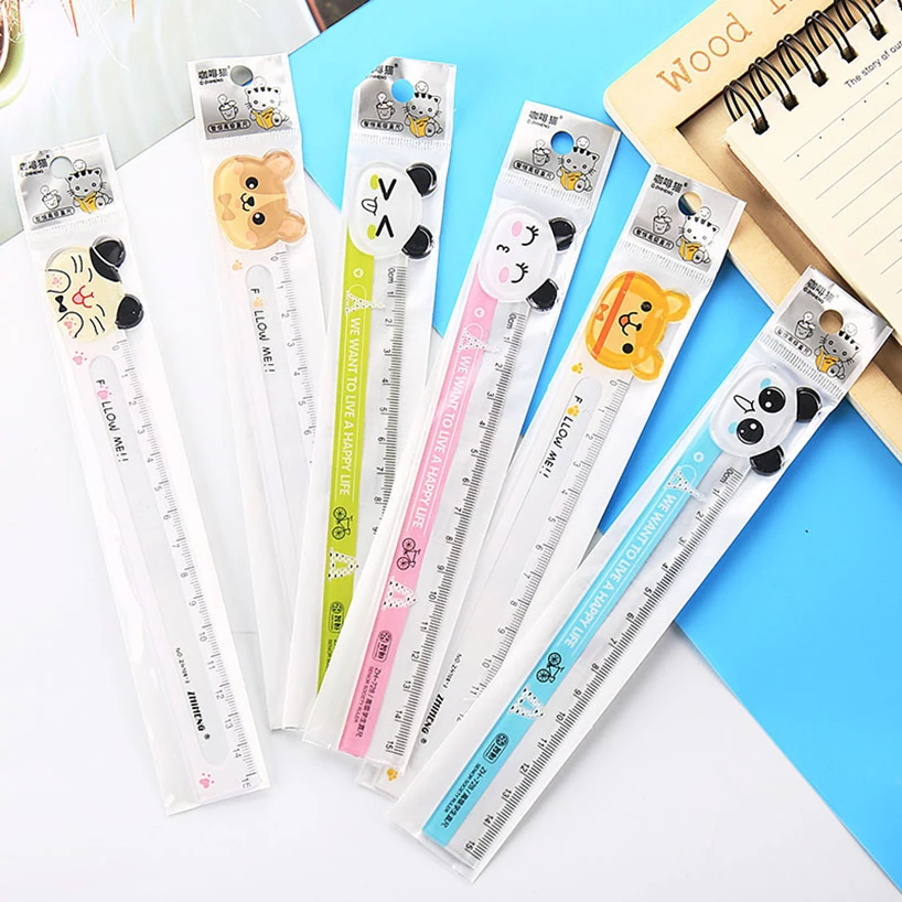 15cm Ruler Kawaii Accessories School Supplies Transparent Diy Drawing Tools Regla Cute Animal Student Korean Stationery Rulers