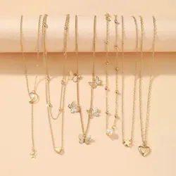 6pcs Necklace European And American Simple Temperament Lovely Atmosphere Star Moon Popular Lady Necklace Set For Women