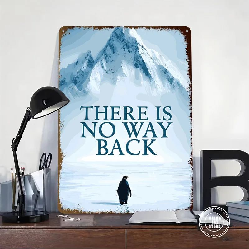 Penguin in a Snowy Landscape 3D Printed Texture Poster Personalized Wall Art Retro Metal Tin Signs for Living Room Decoration