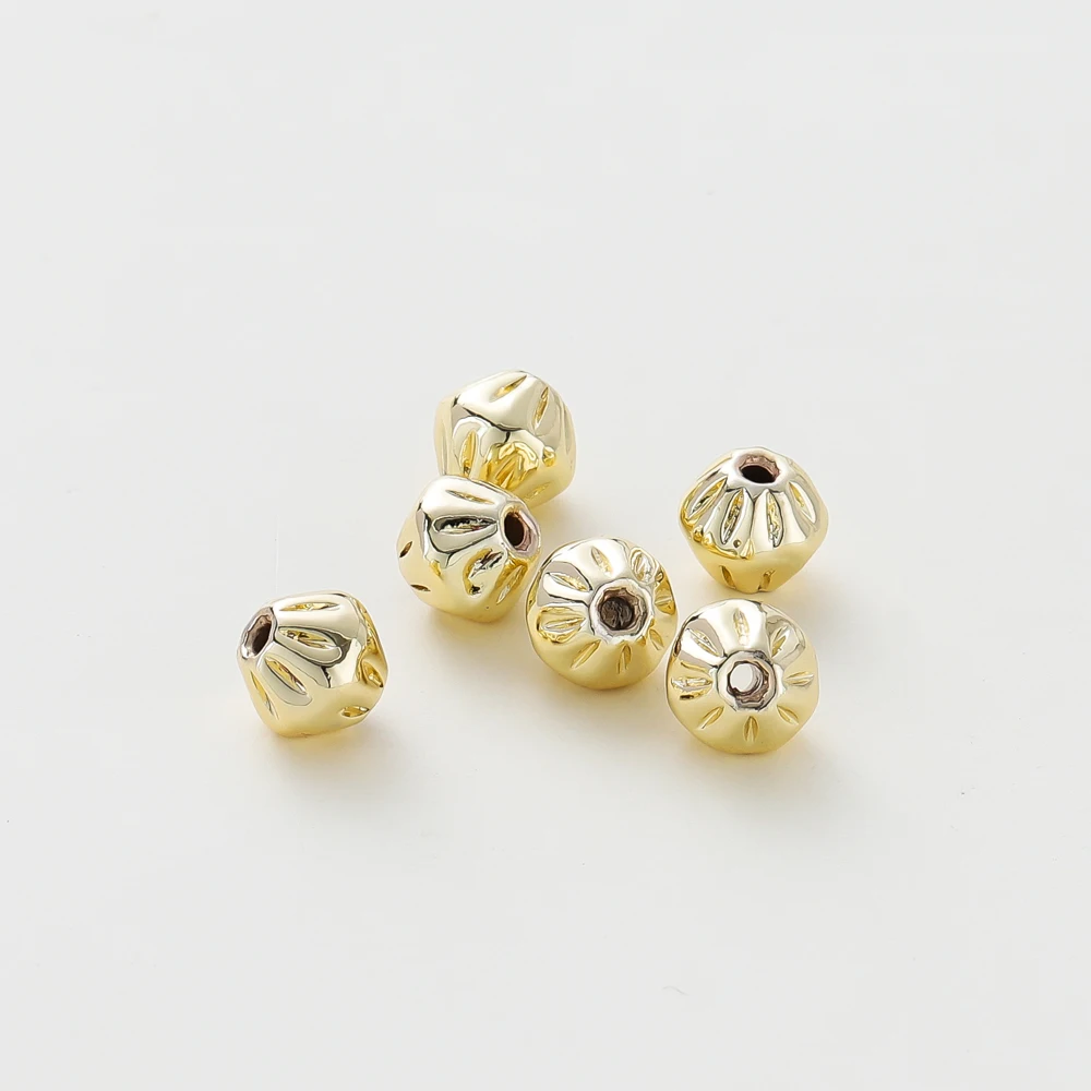 5Pcs/Lot 14K/18K Gold Color Plated Brass Chrysanthemum Beads Spacer Beads for DIY Bracelet Necklace Jewelry Making Accessories image 3