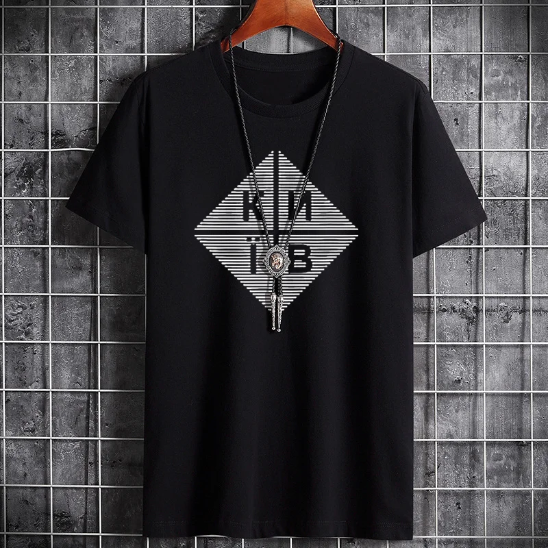 

Summer Men's Pure Cotton T-shirt Casual Versatile Round Neck Creative Letter Print Top Street Cool Fashion Youth Sports T-shirt