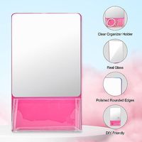 Magnetic Square Glass Vanity Dressing Table Mirror Soft Corner Adhesive Cabinet Wardrobe Mounted Multifunctional Home