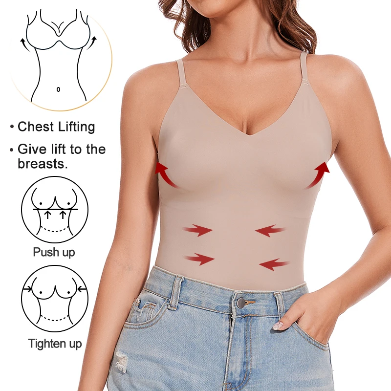 Women V-Neck Shapewear Camisole Tummy Control Shaping Tank Tops Slimming Underwear Seamless Corset Compression Body Shapers