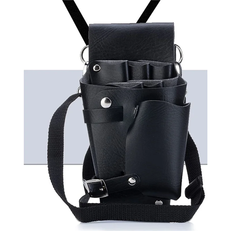 

AT33 3X Leather Hairdressing Case Tools Scissor Bag Barber Pouch Holder Rivet Purse Adjustable Waist Shoulder Belt