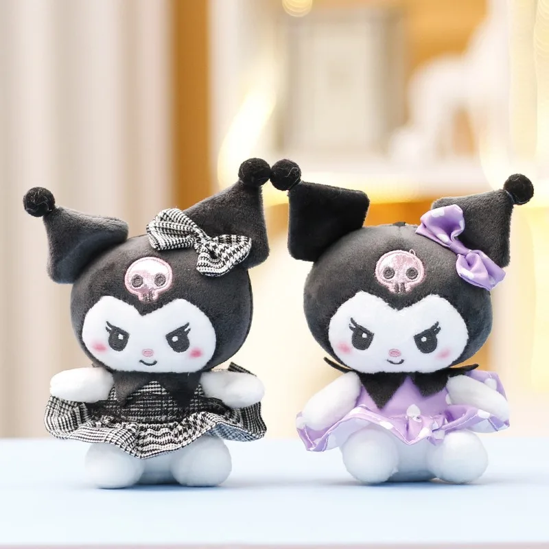 

14 см Sanrio серии Kuromi черное платье плюшевая игрушка наряд для девочек кулон плюшевая кукла мультфильм милый маленький персонаж игрушка