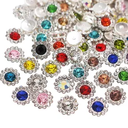 8mm-12mm Sunflower Claw Sew On Rhinestones Trim Shiny Crystals Strass Fabric Stones Glass Beads Sewing Rhinestones Garment Gems