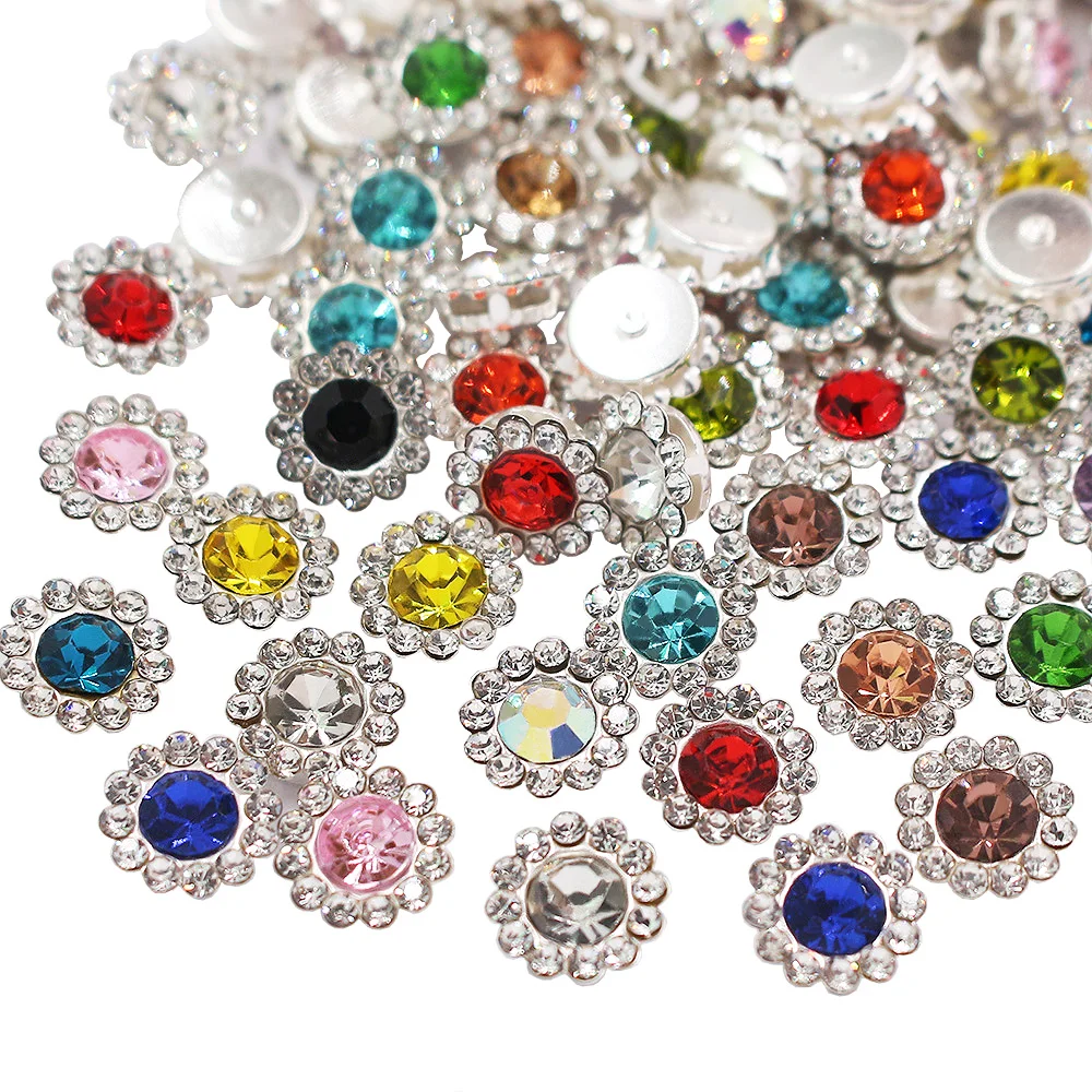 8mm-12mm Sunflower Claw Sew On Rhinestones Trim Shiny Crystals Strass Fabric Stones Glass Beads Sewing Rhinestones Garment Gems