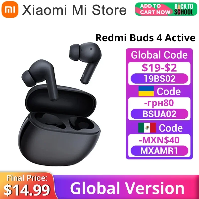 Redmi Buds 4 Active Global Version Xiaomi  Earphone Up to 28 Hours Listening Noise Cancellation for Clear Calls Bluetooth 5.3