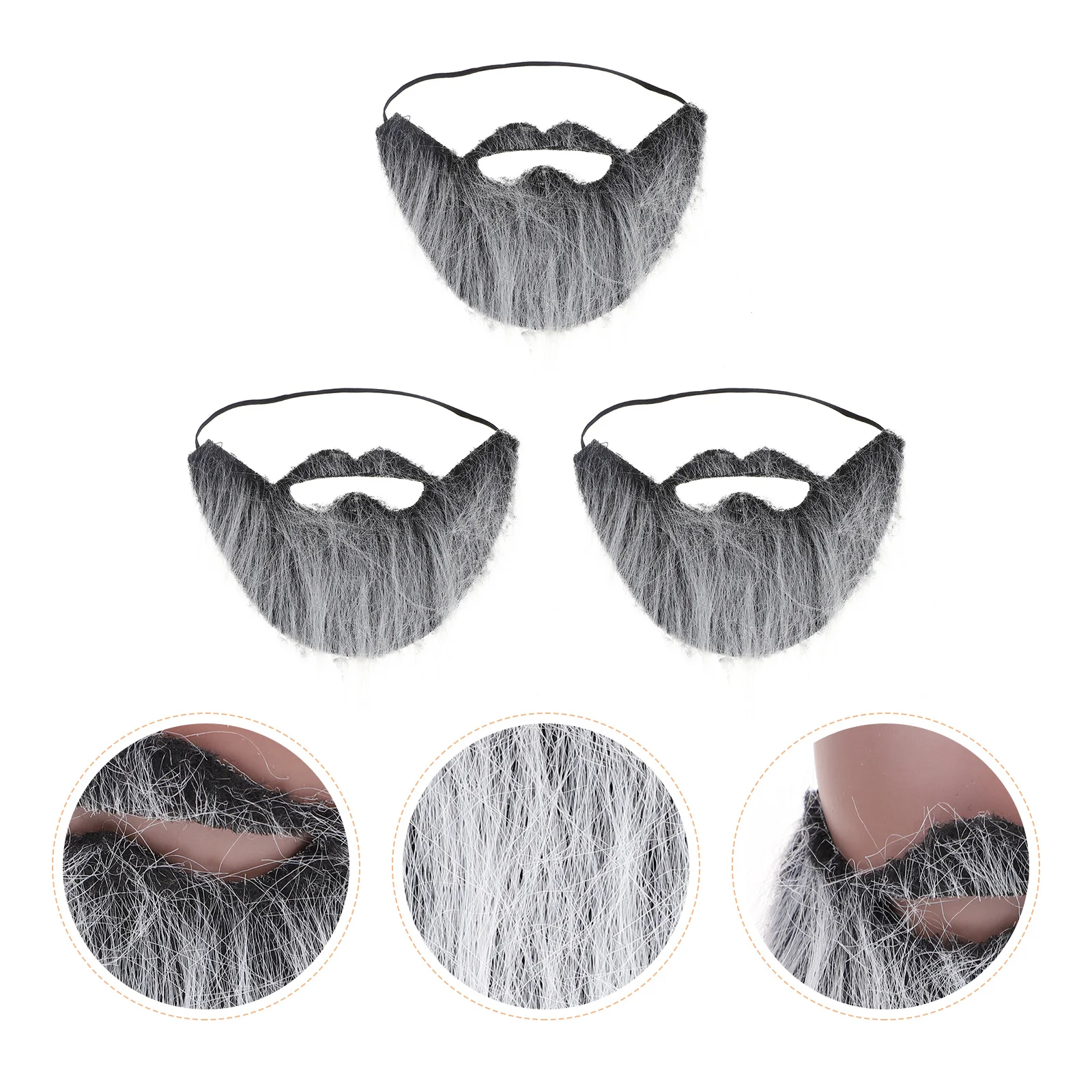 3Pcs Fake Mustache Beard Elastic Rope Premium Flannel Funny Halloween Cosplay Party Costume Accessory Kids Arts and Crafts
