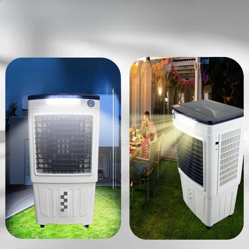 

55 liters industrial mobile DC rechargeable evaporative chiller plus water refrigeration air conditioner fan