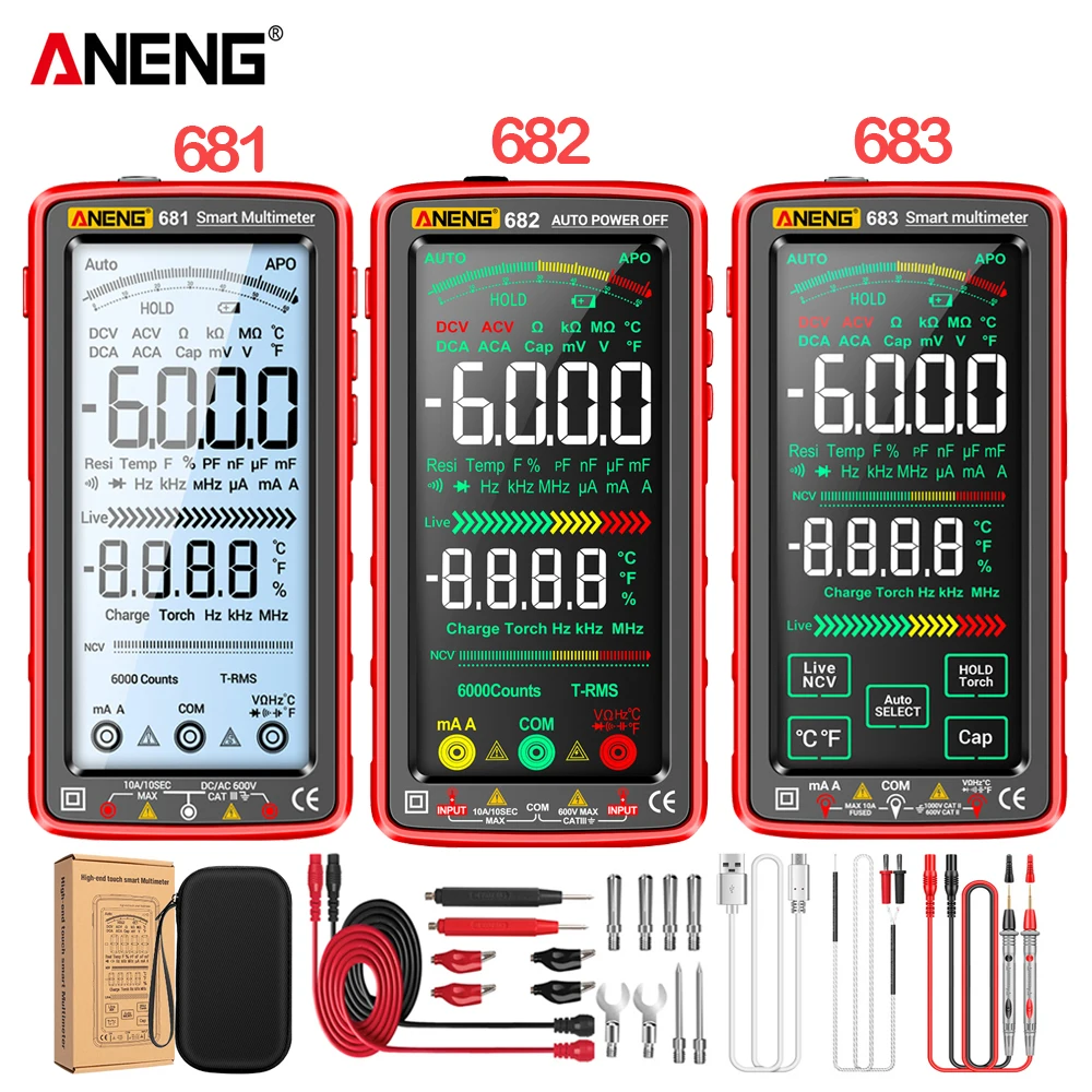 ANENG 681/682/683 Multimetr 6000 zliczeń Cyfrowy akumulatorowy tester napięcia AC/DC Hz Dioda Bezdotykowy tester prądu elektrycznego