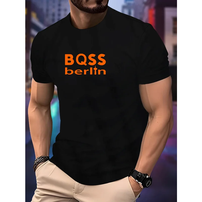 

Men's Casual T-shirt BQS Print Men's Casual Print Loose O-Neck Men's Jogging Short Sleeve T-shirt Men's Unisex Casual Wear