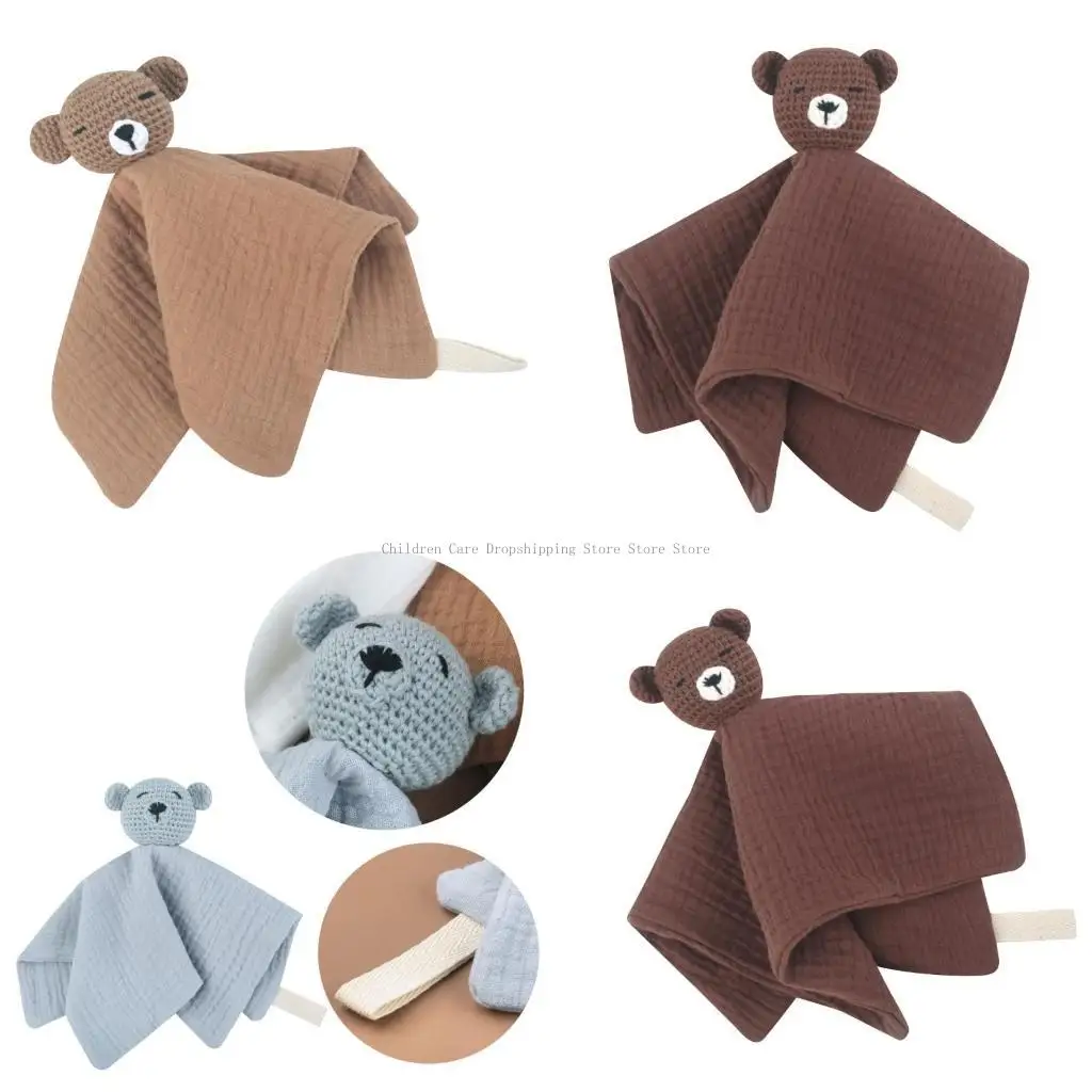 

Infant Soother Bib Mood Appease Bib Knitted Bear Charm Security Blanket Unisex