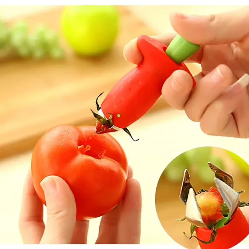 Removedor de tallo de fresa, utensilio de cocina, cortador de tomate, fruta, cuchillo, piña, semilla
